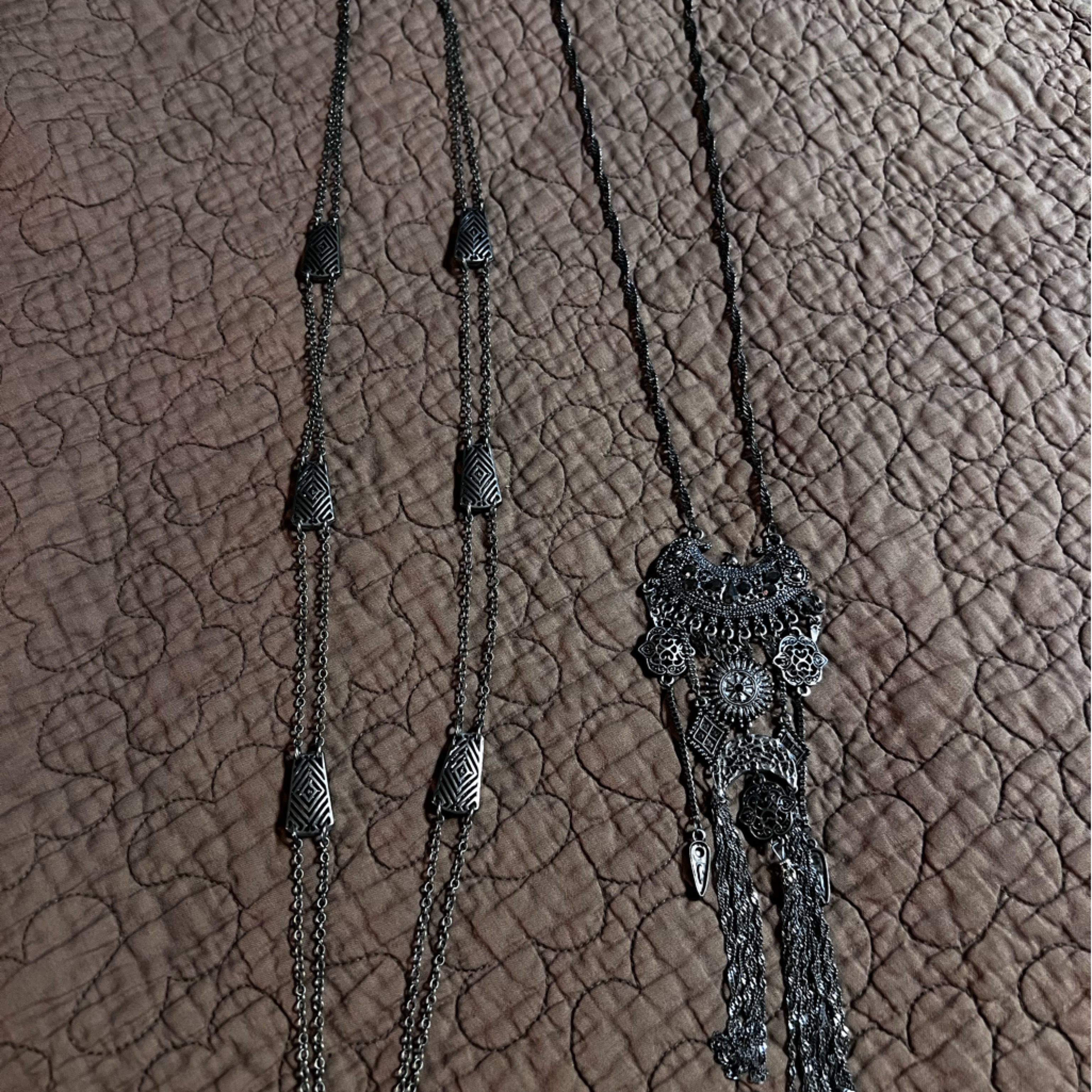 Set Of 2 Long Silver Necklaces From Buckle